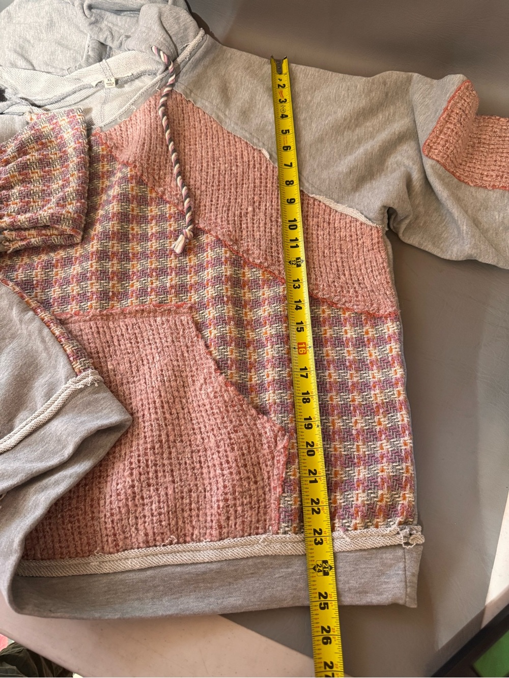 Oli & Hali Washed Knit Mixed Hoodie Vtg 80’s Style Oversized Beach Patchwork XL - Picture 9 of 9